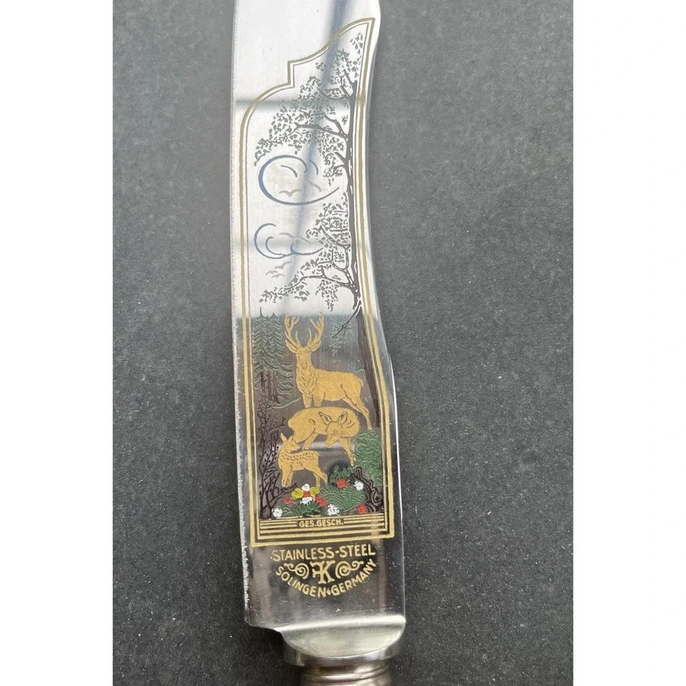 Vintage Anton Wingen Jr Solingen Germany Stag Antler Carving Set Box NOS Deer